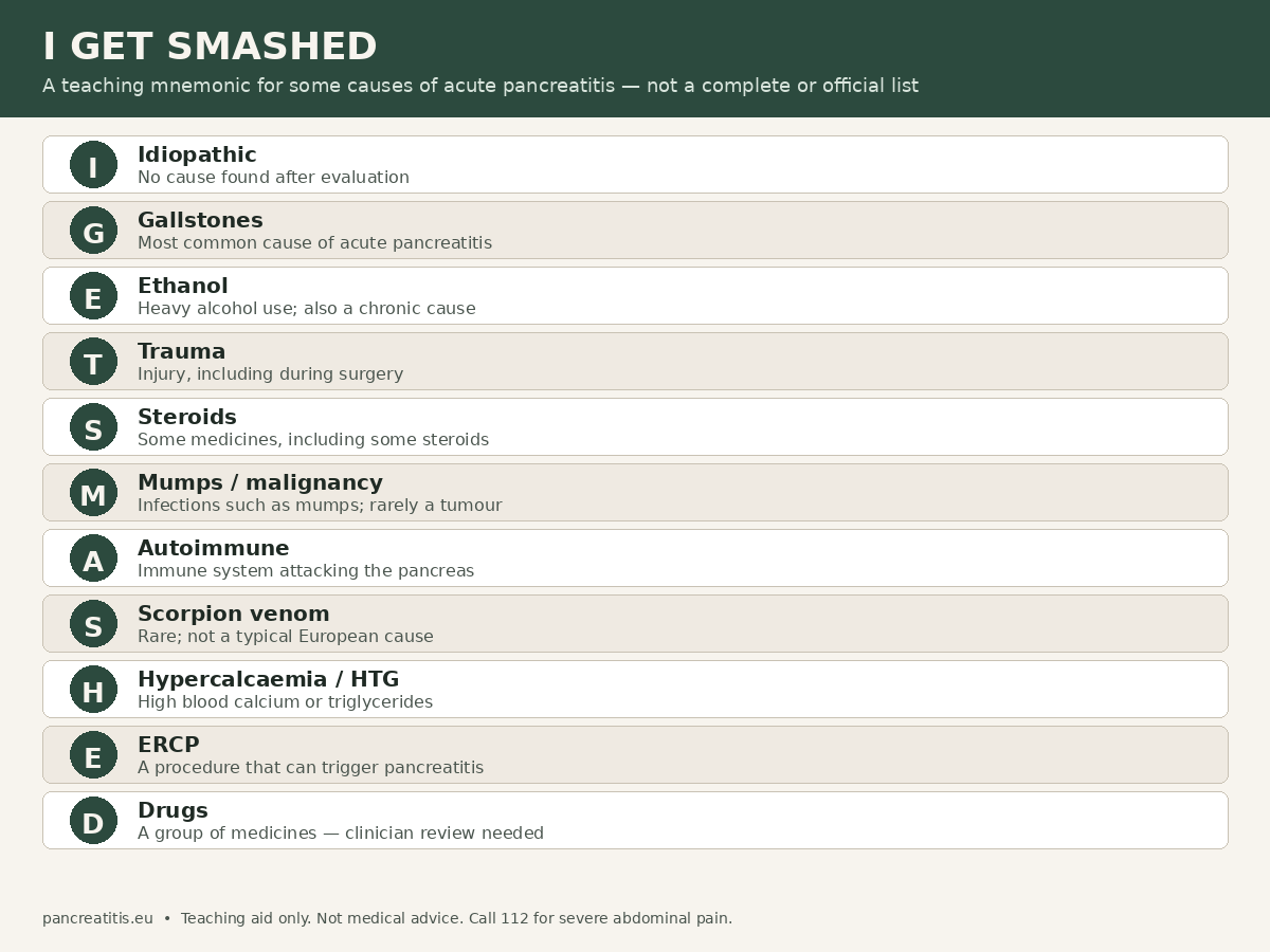 I GET SMASHED: Pancreatitis Causes Mnemonic Explained